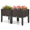 Costway Elevated Plastic Raised Garden Bed Planter Kit for Flower Vegetable Grow 2 Set